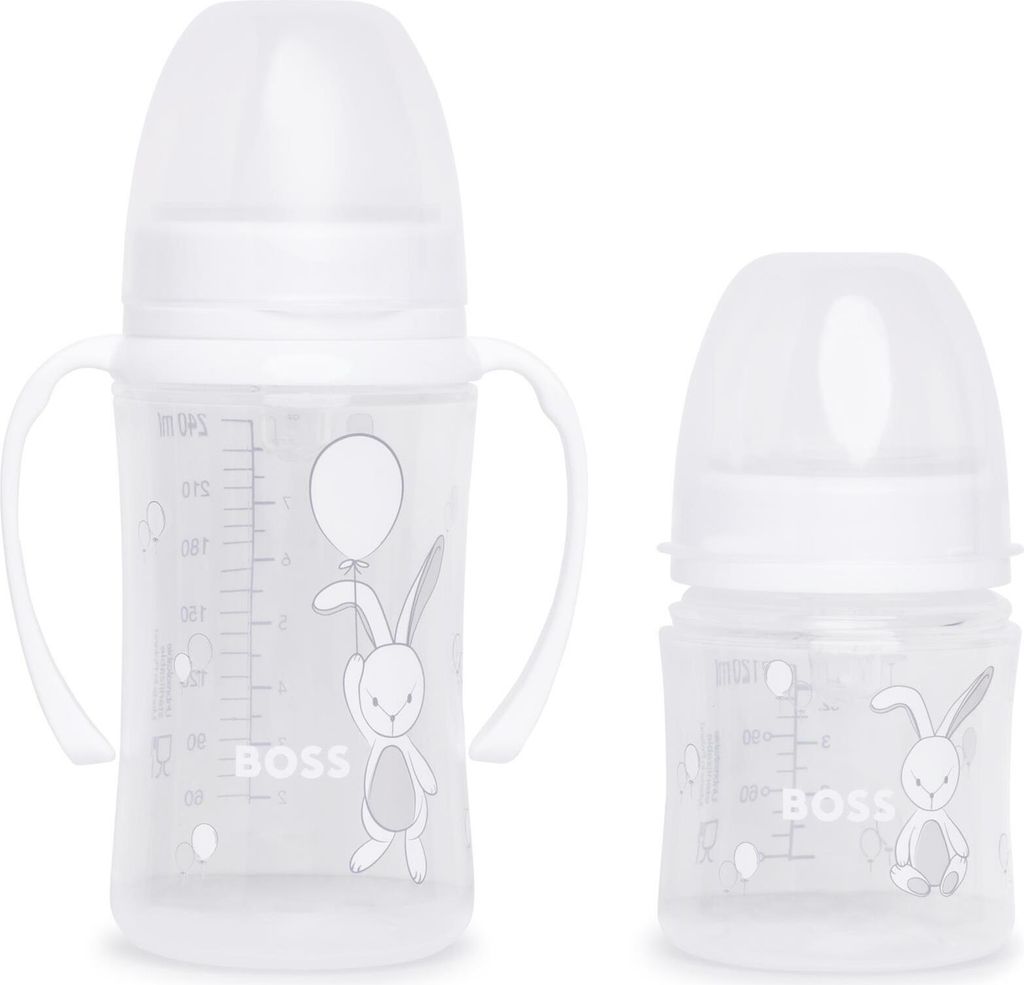 Hugo Boss Baby Flaschen Set weiß mit Logo und Hasenillustration tolles Geschenk