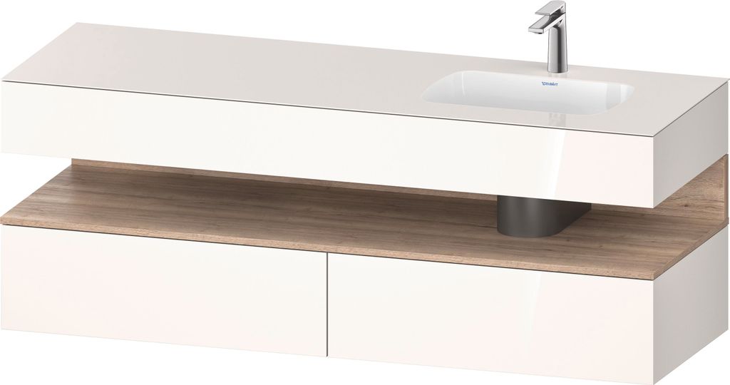 Duravit Collection One Einbauwaschtisch mit Konsolenwaschtischunterbau, 1600x550x600mm, Nische Eiche Mamoriert, Becken rechts, QA4796055220000