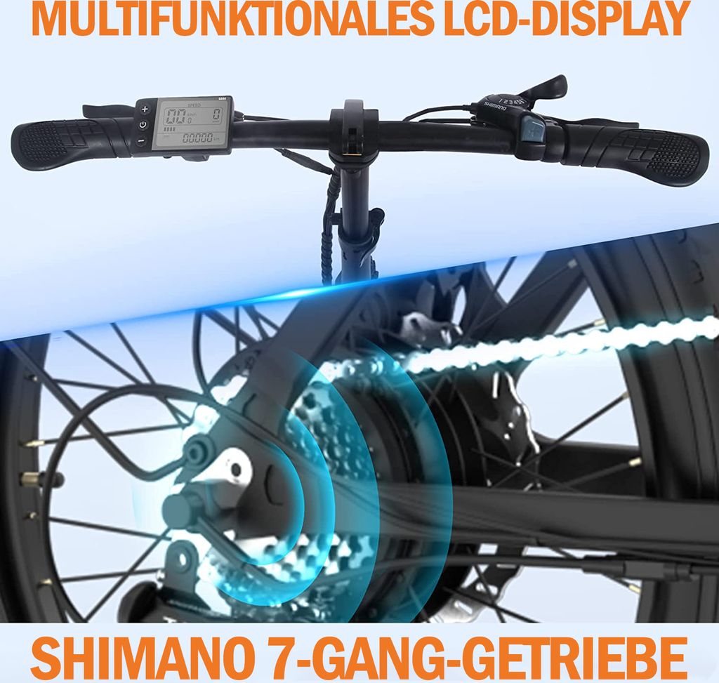 E Bike 20*3“ FatTire Elektrofahrrad E-Fahrrad klapprad Produktbild 3