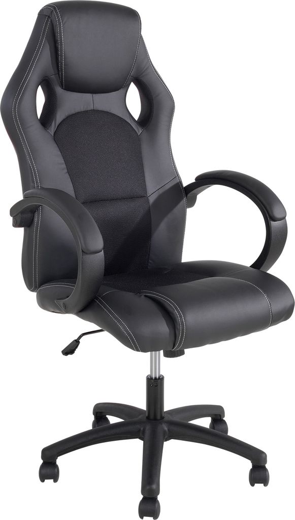 Gaming-Stuhl - Schwarz - Kunstleder - Mesh - mit Armlehnen Produktbild 