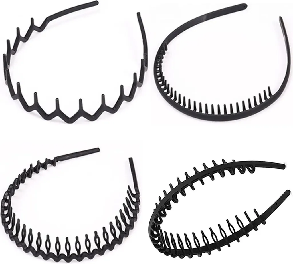 Set di cerchietti elasticizzati - nero opaco, antiscivolo, 4 pezzi