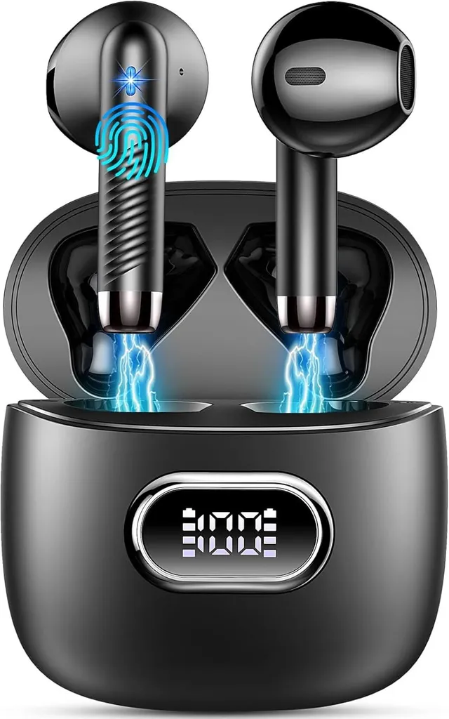 Bluetooth Kopfhörer In Ear 2025 Kabellos Bluetooth 5.4 mit 4 HD Mic, ENC Noise Cancelling, Tiefer Bass, 42 Std Spielzeit, IP7 Wasserdicht, USB-C