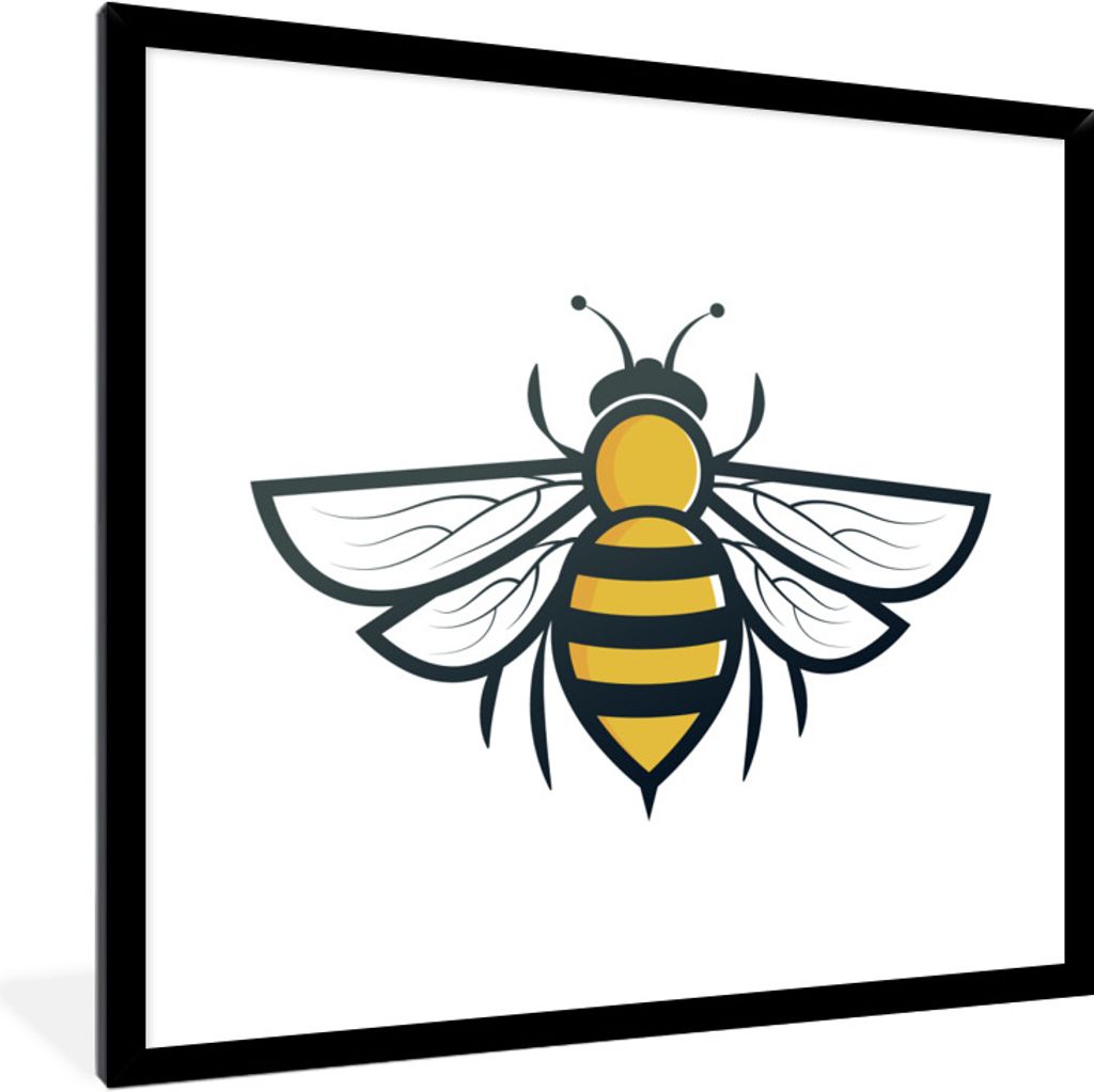 MuchoWow Gerahmtes Poster Eine Illustration einer Biene 40x40 cm - Poster mit Schwarzem Bilderrahmen Wandposter Rahmen Foto Bilder - Mit Rahmen -...