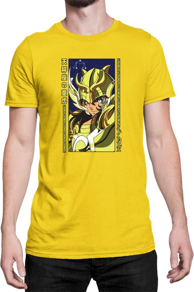 Herren T-Shirt Japan Anime Manga Saint Anime Seiya Libra Libra, Man S / Gelb