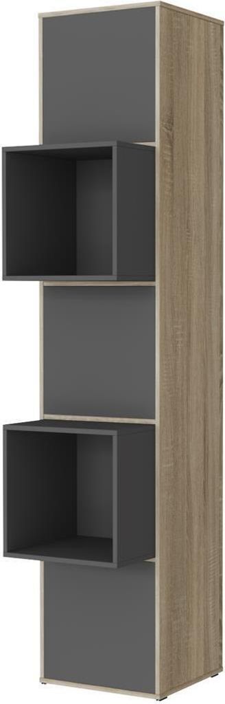 SMARTBett Standregal, Würfelregal für Wohnzimmer, Kinderzimmer, Schlafzimmer und Büro | Regal Eiche Sonoma + 3 Türen und 2 Würfel Anthrazit