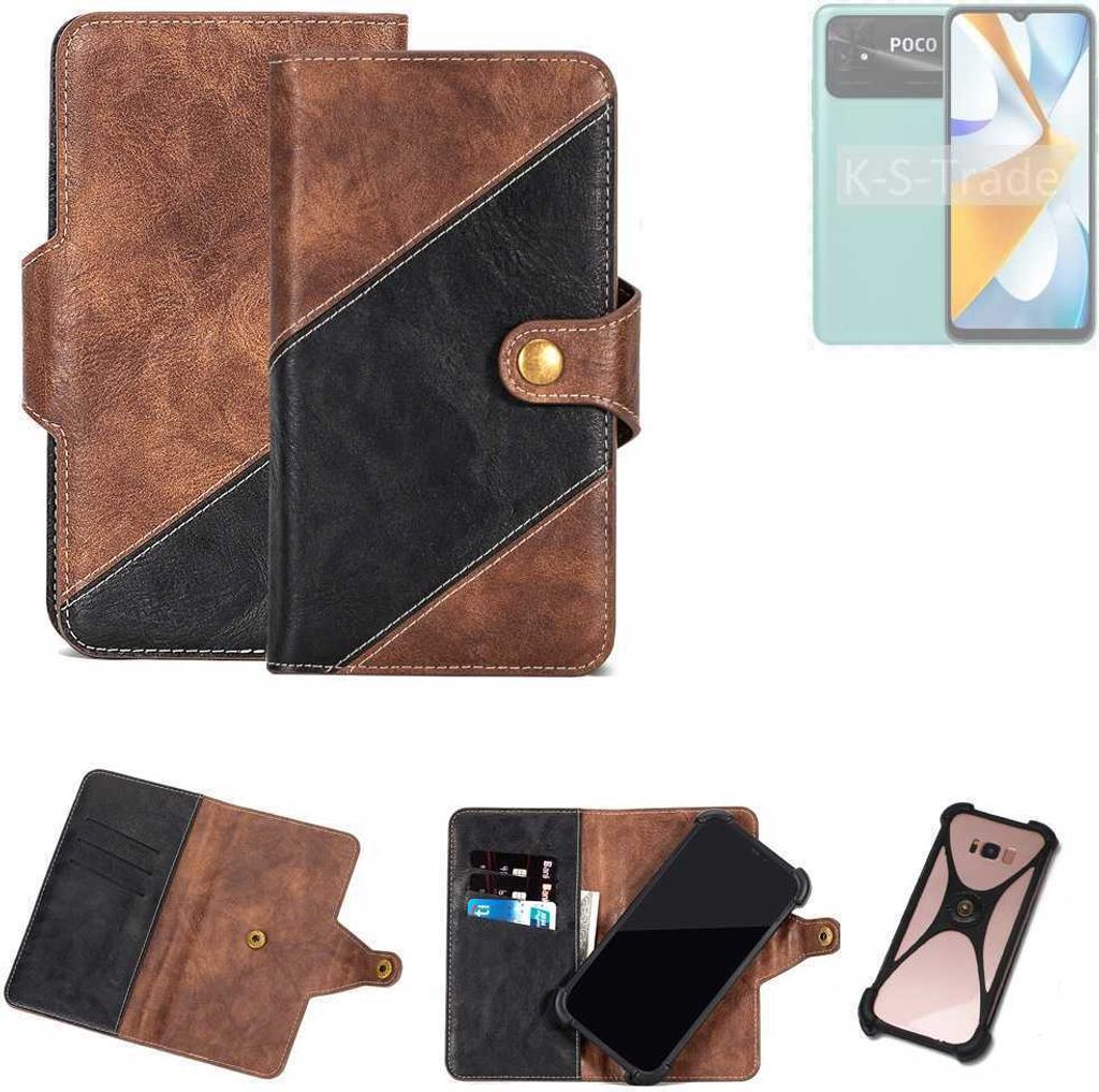 K-S-Trade Handyhülle Schutzhülle Bookstyle Case kompatibel mit POCO C40 Klapphülle Cover Hülle Schutztasche 1x
