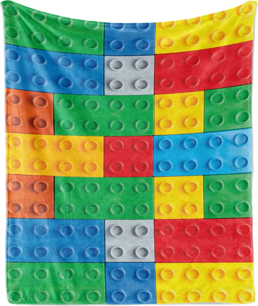 Coperta Morbida ABAKUHAUS Mattoncini Colorati per Asilo Nido 125x175 cm