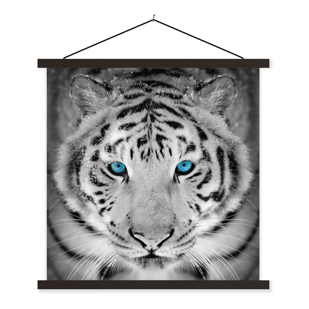MuchoWow Textilposter Tiger - Winter - Tiere 90x90 cm mit schwarzem Rahmen - Magnetisches
