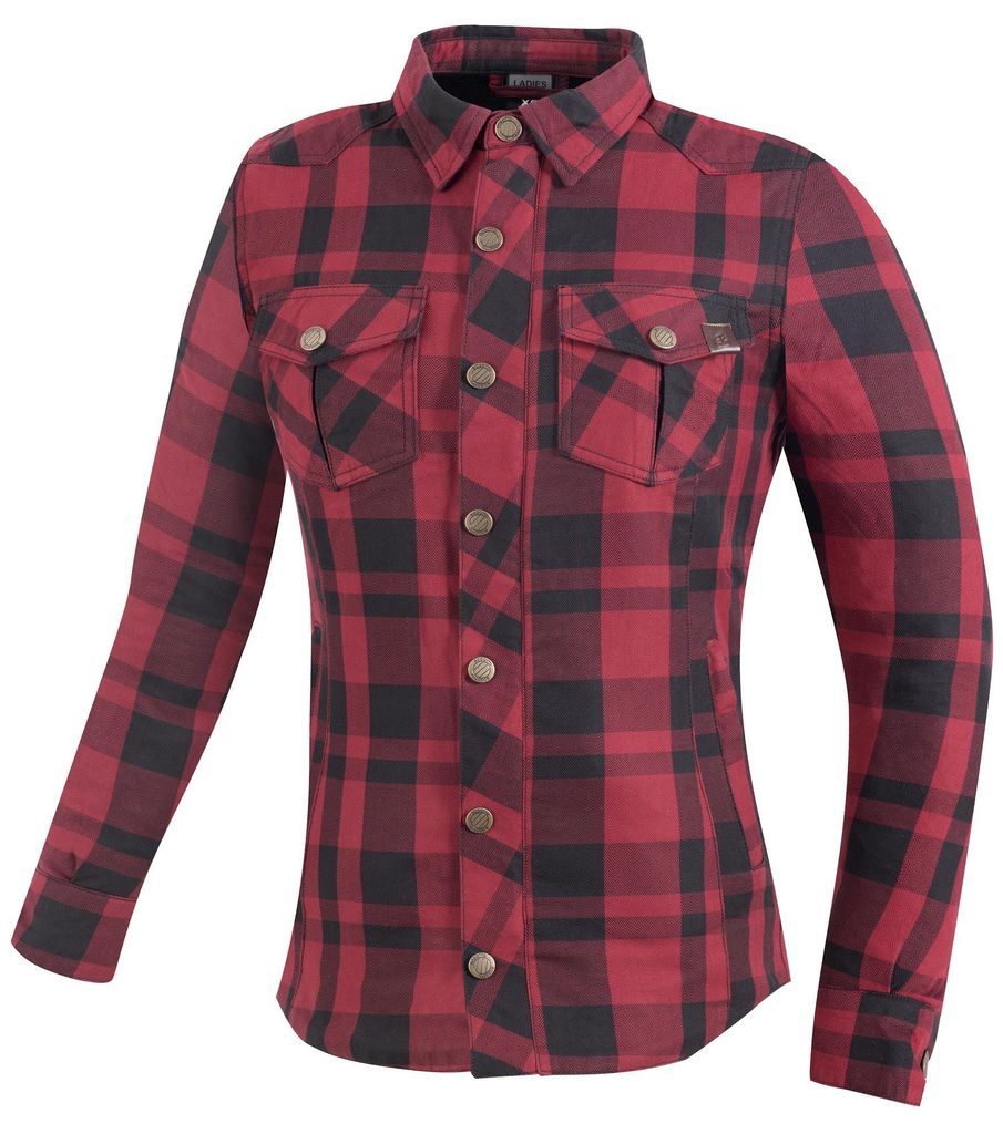 Camicia da moto Bogotto Forgewood da donna, nera/rossa, Immagine del prodotto 