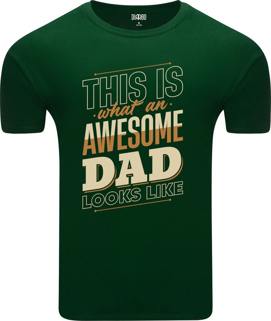 Diarbo Herren T-Shirt mit Großartiger Vater Aufdruck Toller Vater Dunkelgrün Gr.M