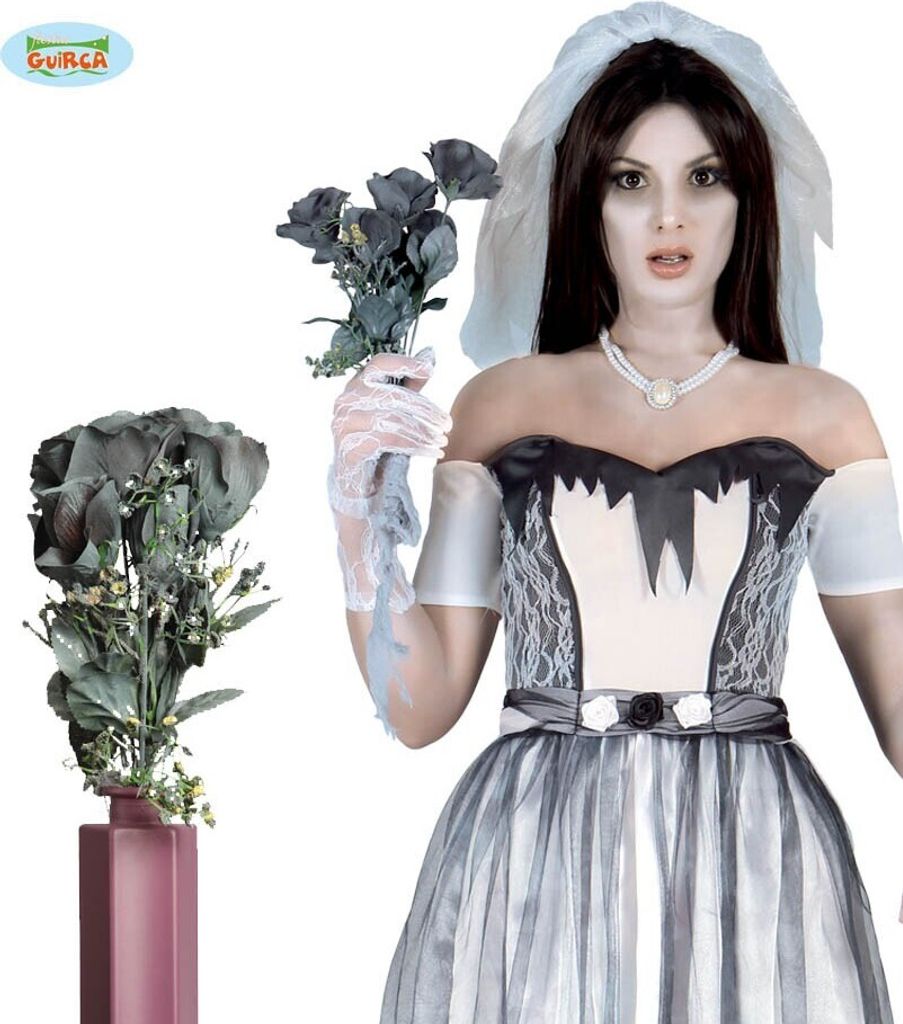 Schwarzer Horror Braut Blumenstrauß 65cm