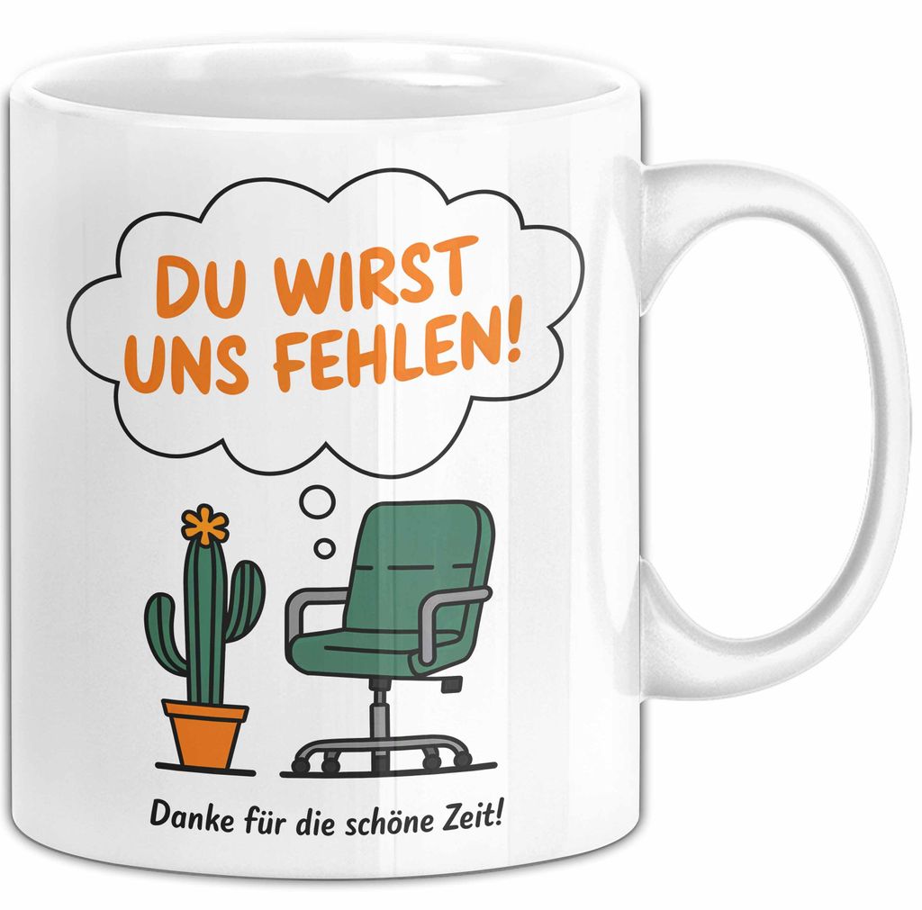 Büroarbeit Kollege Abschied Tasse Geschenk Lustige Geschenkidee Spruch Du Wirst Uns Fehlen Danke Für Die Schöne Zeit (Weiß)
