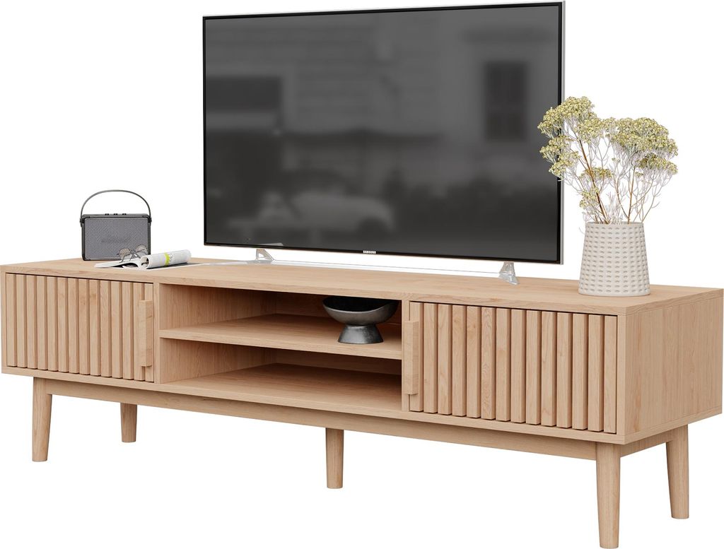 Mobile TV 150cm, tavolino TV, lavagna con 2 armadi per TV Immagine del prodotto 