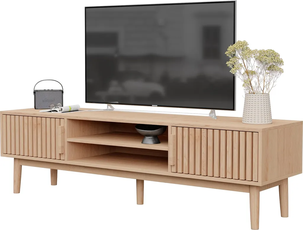 ProximaX Armoire TV 150 cm en Bois Massif avec Étagères de Rangement