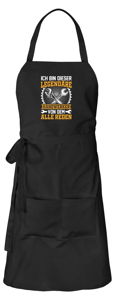 Huuraa Schürze Ich bin dieser legendäre Handwerker von dem alle reden Schwarz mit Taschen Baumwolle Kochschürze Geschenkidee