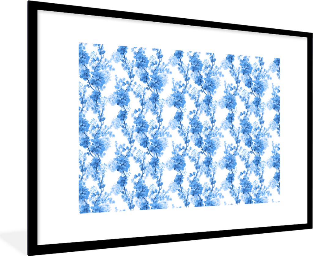 MuchoWow® Gerahmtes Poster Blumen - Blau - Hortensie 90x60 Produktbild 