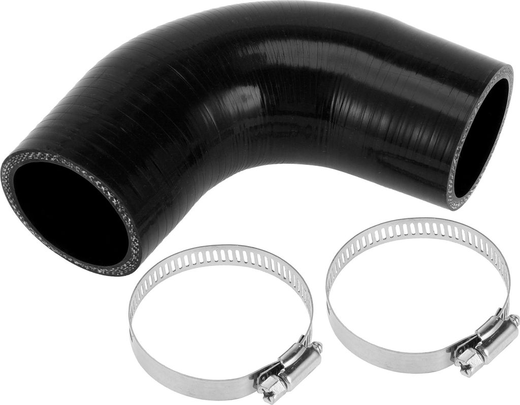 1 Satz 45mm/1,77" ID 90mm/3,54" Länge 90 Grad Schwarzer Autosilikonschlauch mit Schellen Kühlmittelschlauch Universal