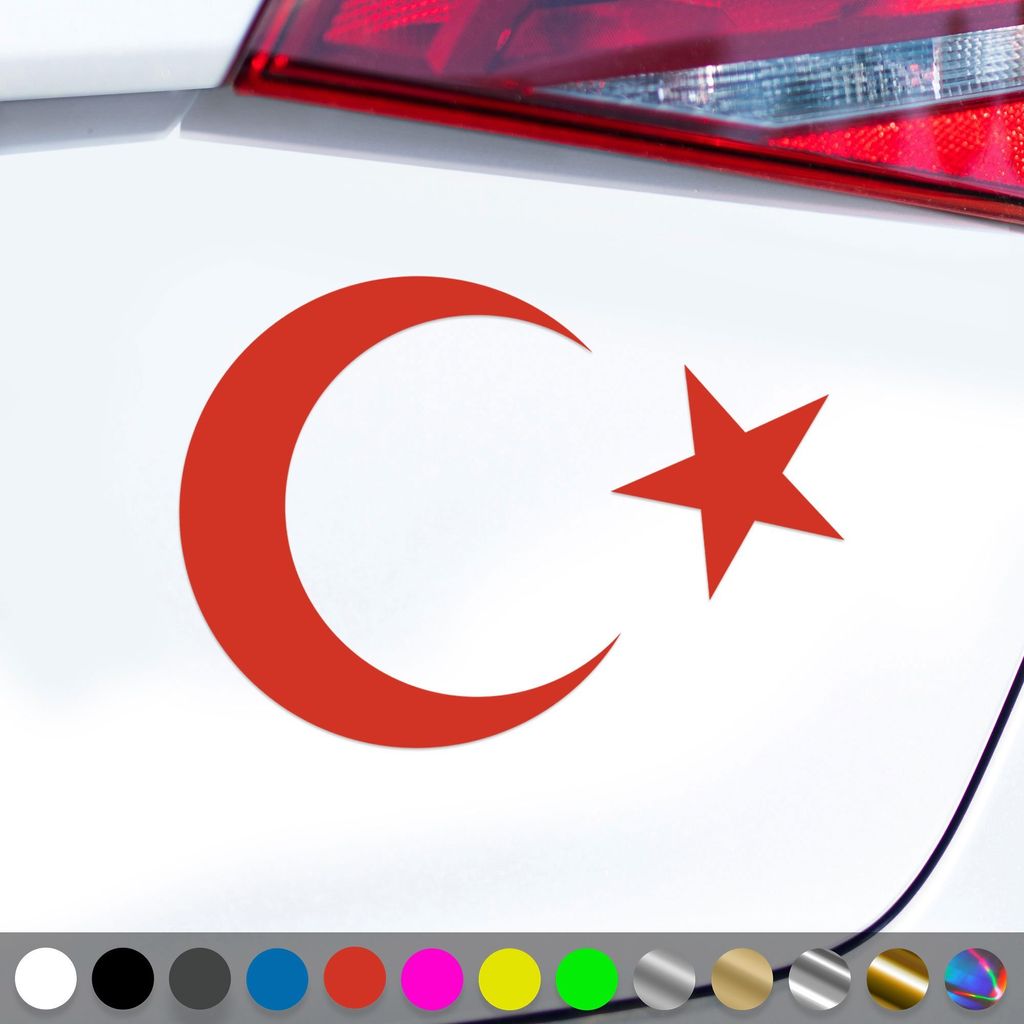 PantherPixel Türkei Aufkleber Wappen Flagge Fahne Türkiye Sticker Auto Geschenkidee Farbe Rot