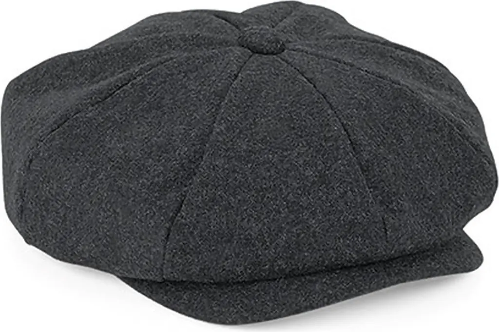 Beechfield B629 Melton Wool Baker Boy | Cappello Vintage Charcoal L/XL