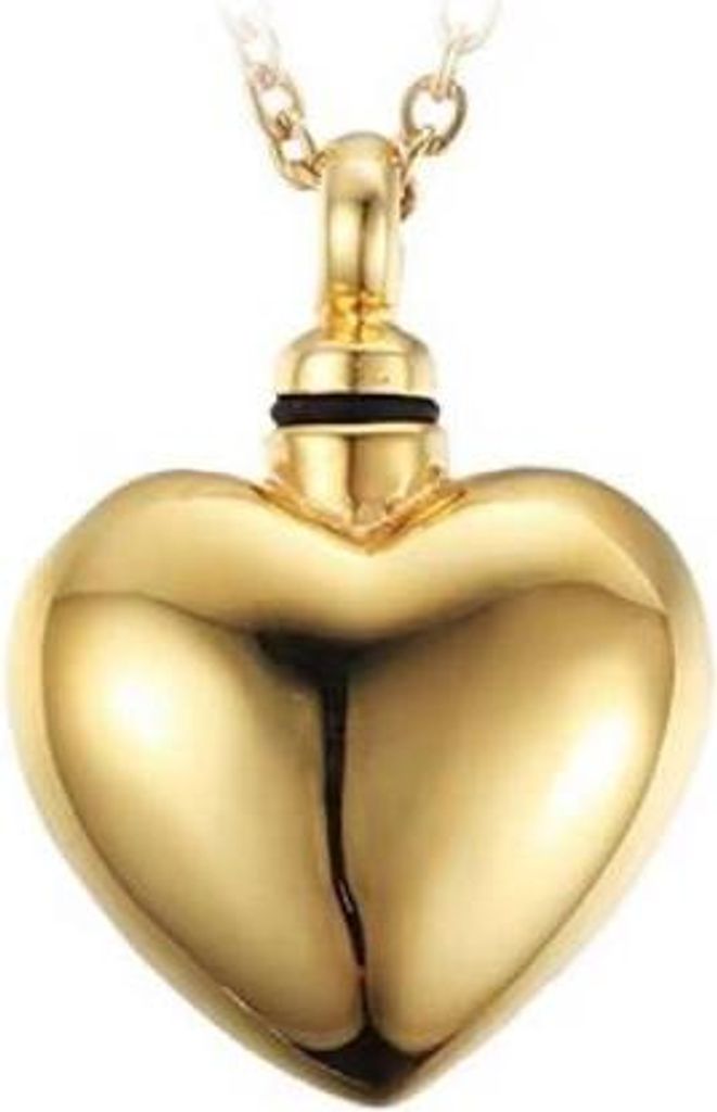 Luxe Ascheanhänger mit Kette (55 cm) für Asche, Haare oder Parfum - Gedenkschmuck in Herzform - inkl. Asfüllhilfe und Aufbewahrungstasche