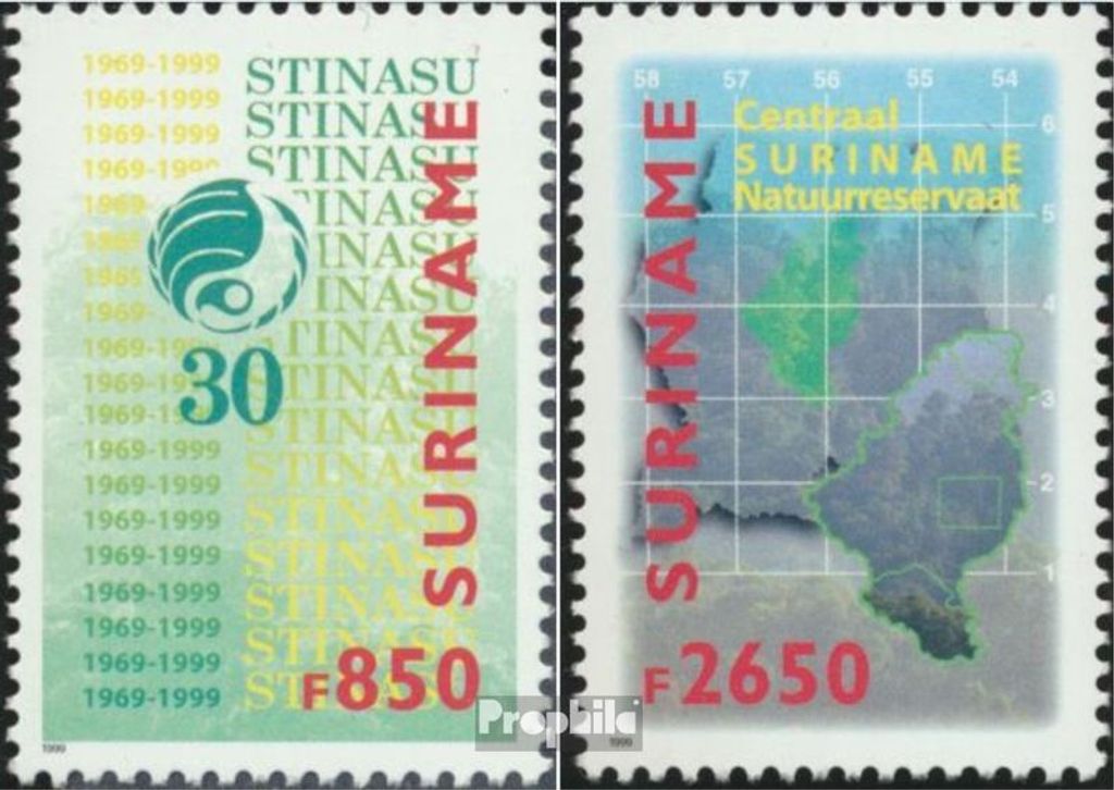 Briefmarken Suriname 1999 Mi 1703A-1704A (kompl.Ausg.) postfrisch Regenwald von Zentralsurinam