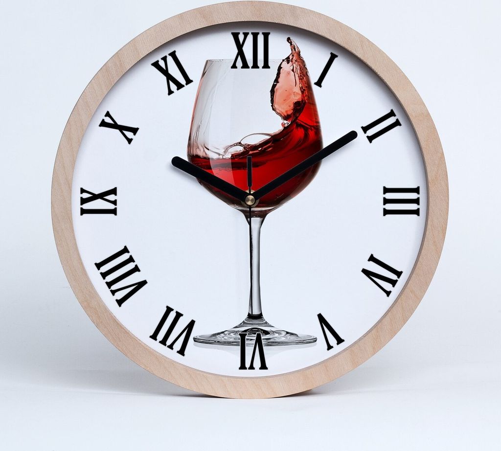 Holzuhr 25fi cm wanduhr - schwarze Spitzen - Rotwein