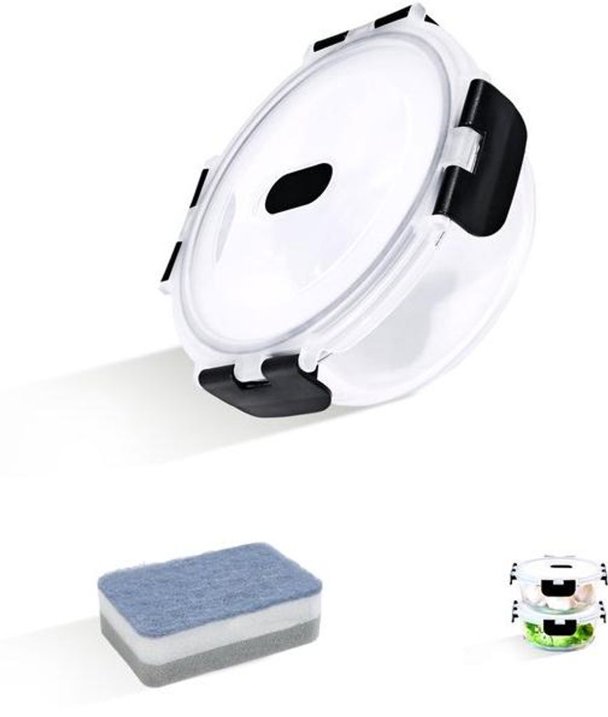 Gläserne Behälter mit Deckeln, 2er-Pack, Gläserne Lebensmittelbehälter mit Deckeln, Runde Behälter mit gläsernen Deckeln, Lekvrije Gläser, B...