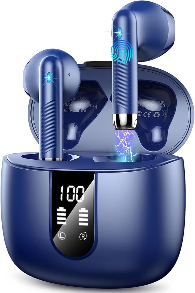 Bluetooth 5.3 In-Ear Kopfhörer mit 4 Mikrofonen, 48h Laufzeit, HiFi Bass Sound, ENC Noise Cancelling, IP7 wasserdicht, USB-C Ladecase