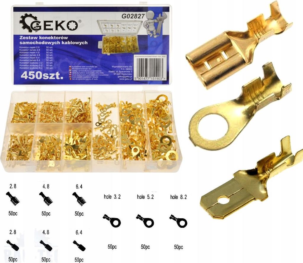 GEKO Zestaw złączy kabli samochodowych 450szt G02827 Zdjęcie produktu 