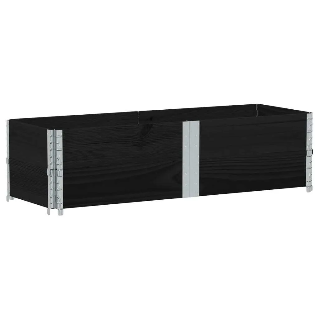 Réhausse palette 150x50 bois noir pour stockage et potager lot de 2