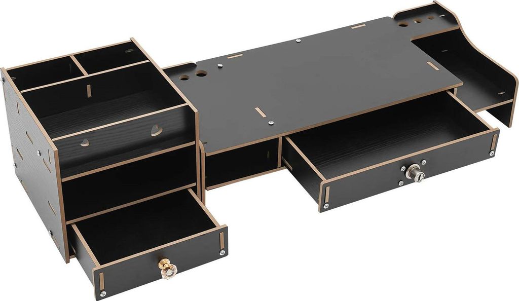 Monitorständer für Schreibtisch - Monitorerhöhung - Ergonomische Höhe - Platzsparende Ablage - 17,5×20×16 cm - Schwarz - Für Büro Und Studium