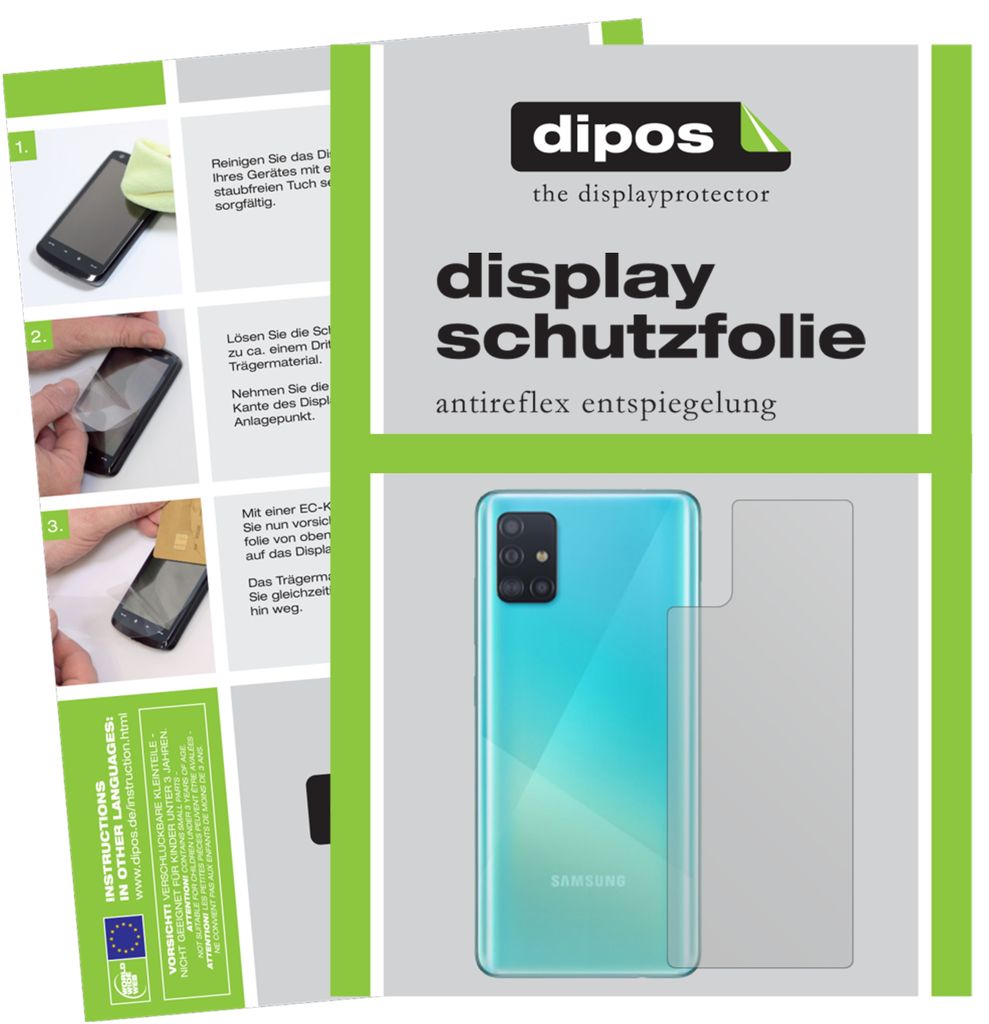 1x Schutzfolie für Samsung Galaxy A71 Rückseite matt Displayschutzfolie Folie Display Schutz dipos