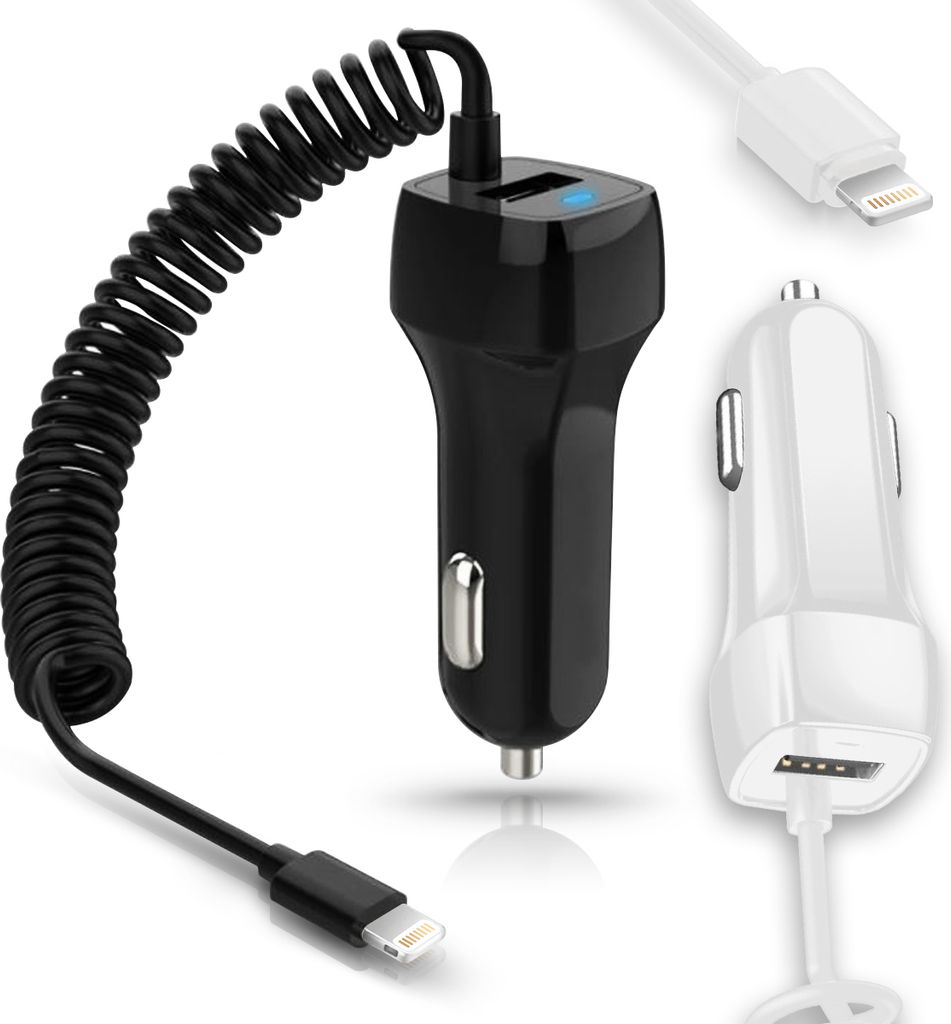 Ladekabel für Apple iPhone 14 Pro Max Plus Auto KFZ Ladegerät 8-Pin Datenkabel, Farbe:Weiss