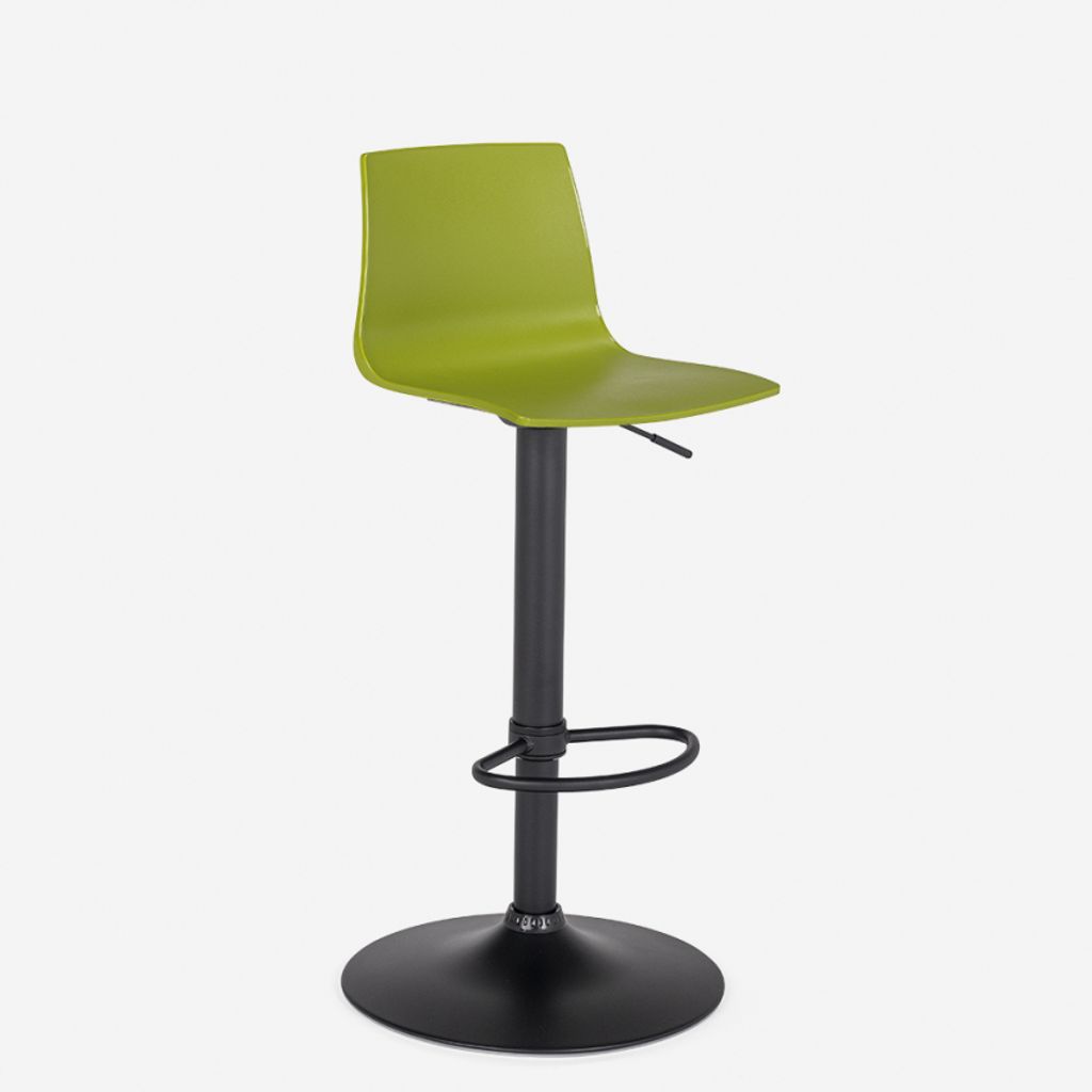 Design-Küchenbarhocker mit verstellbarem mattschwarzem Fuß Grand Soleil Imola Matt - Grün Anis