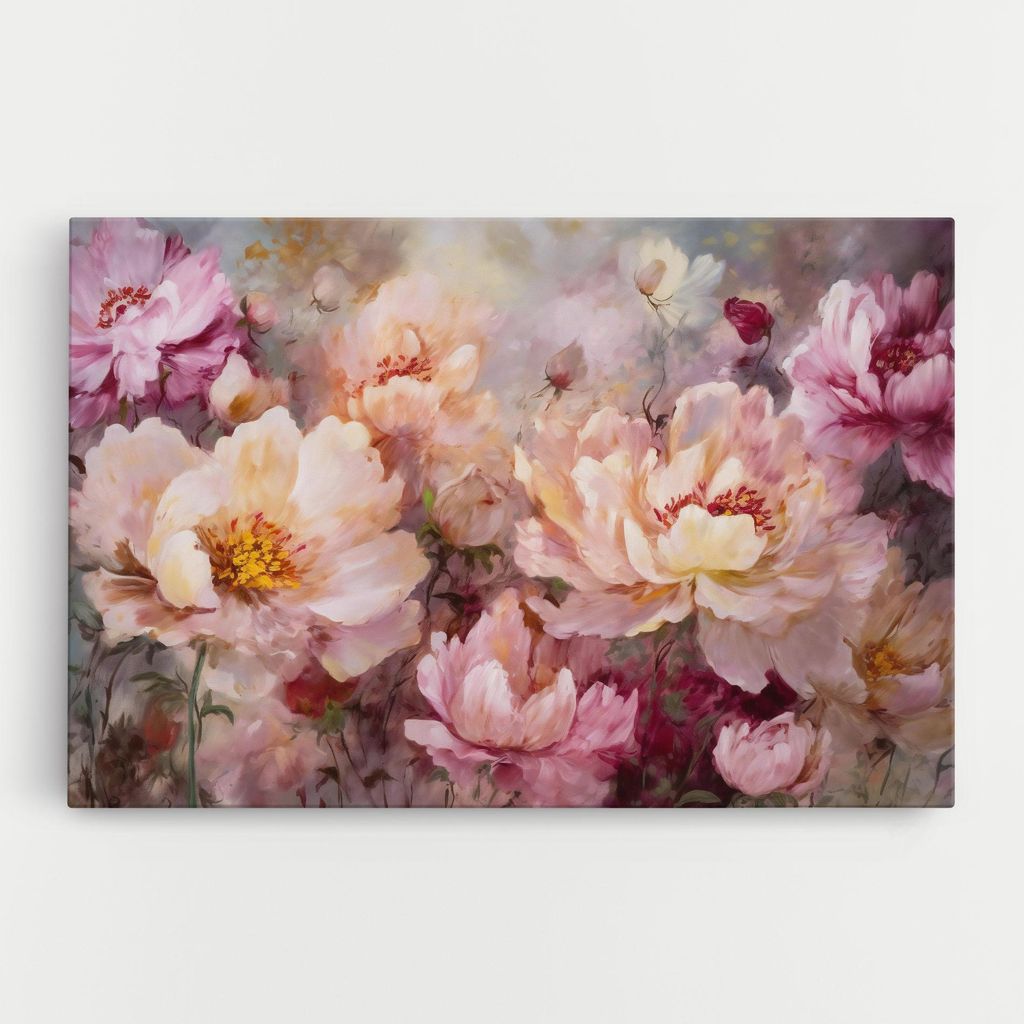 ARTHUB Leinwandbild 50x70 cm, Peony Painting Art | Wohnzimmerdekoration, Hängende Bilder, Wanddekoration, Heimdekoration, Blumen, Pfingstrosen