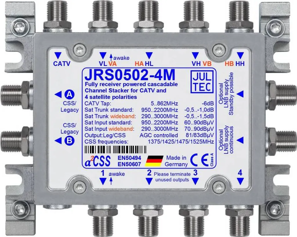 Solution satellite sans câble Jultec JRS0502-4M Unicable 2 sorties