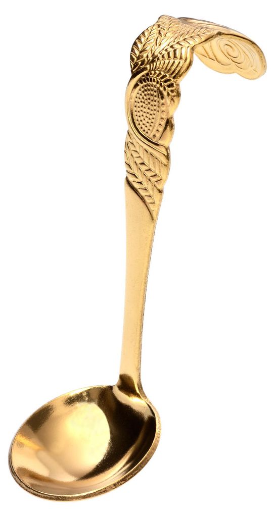 GRÄWE ostfriesischer Sahnelöffel, Edelstahl, Serie Rosendekor, gold