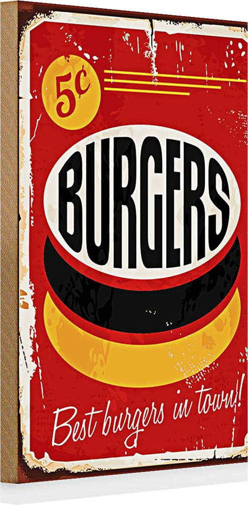 Holzschild burgers 20x30cm best in town Fast food