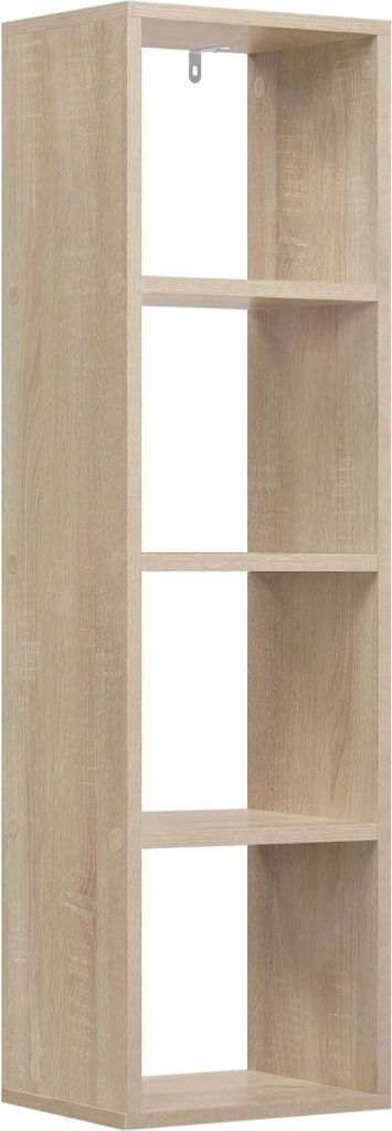 Würfelregal - Bücherregal - 4 Ebenen - Freistehend - 30 x 23,5 x 106,5 cm - Holzwerkstoff mit Melamin - Tragkraft 50 kg - Eiche hell
