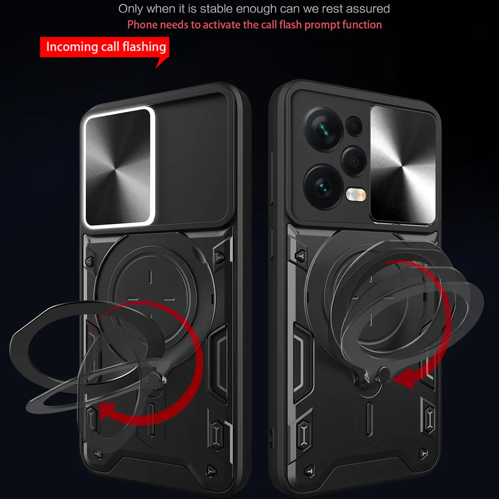 ESTH® Cover per Xiaomi Redmi Note 12 Pro 4G con Custodia per Fotocamera Scorrevole e Supporto ad Anello [Custodia Paraurti Compatibile con Supporto Magnetico per Auto], Argento