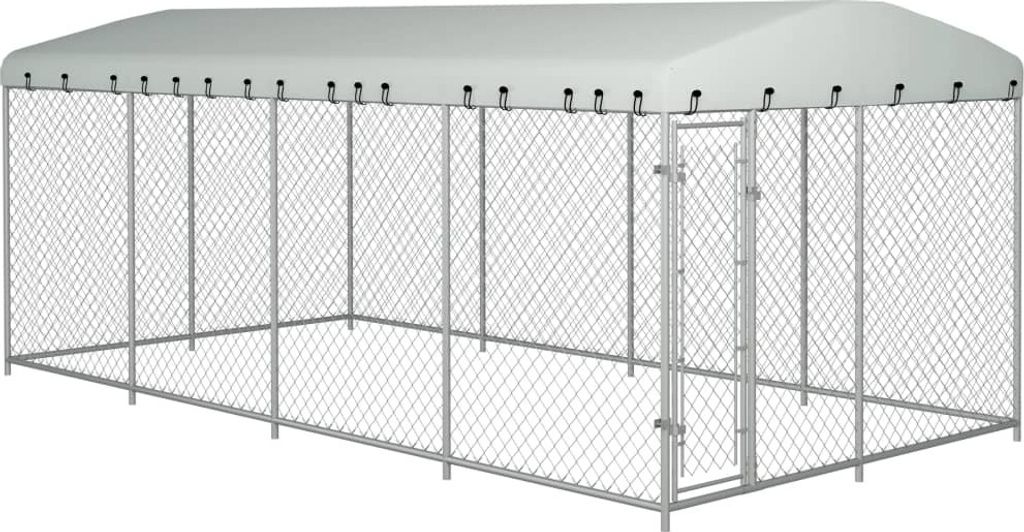 The Living Store Outdoor-Hundezwinger mit Überdachung 8x4x2,3 m