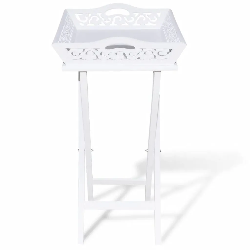 vidaXL Table de Service avec Plateau Blanc - Table d'Appoint Moderne - 5