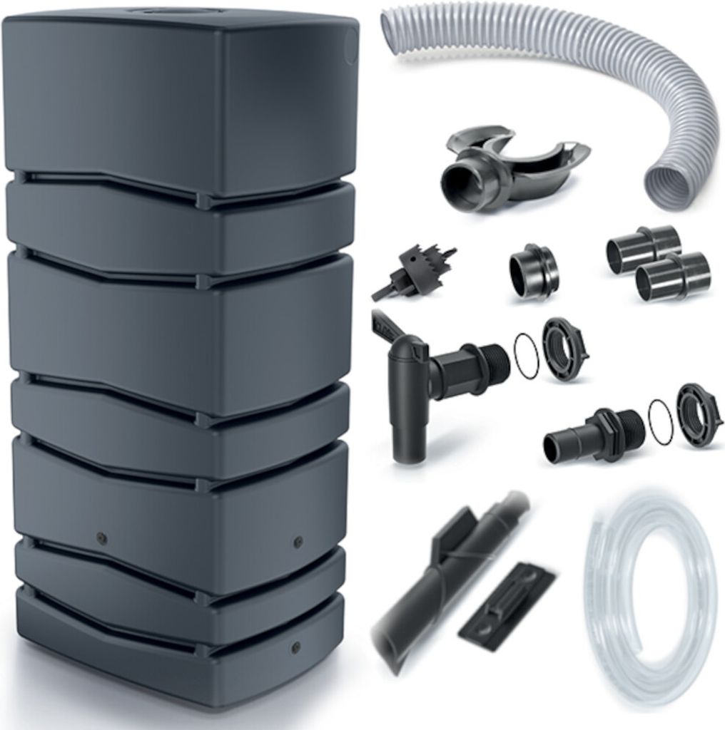 Set aus Aqua Tower 650L Regenwassertank + Anschluss-Set für Produktbild 