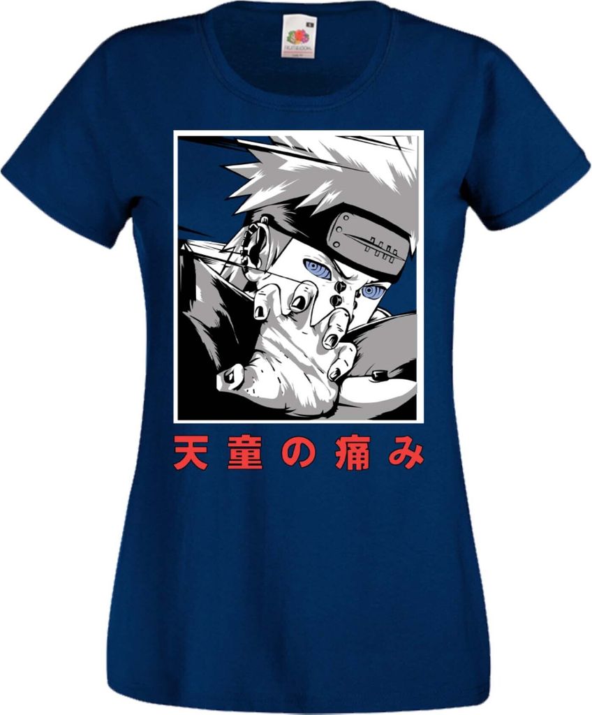 Damen T-Shirt Manga Anime Naruto Nagato Pain, Lady XL / Dunkelblau