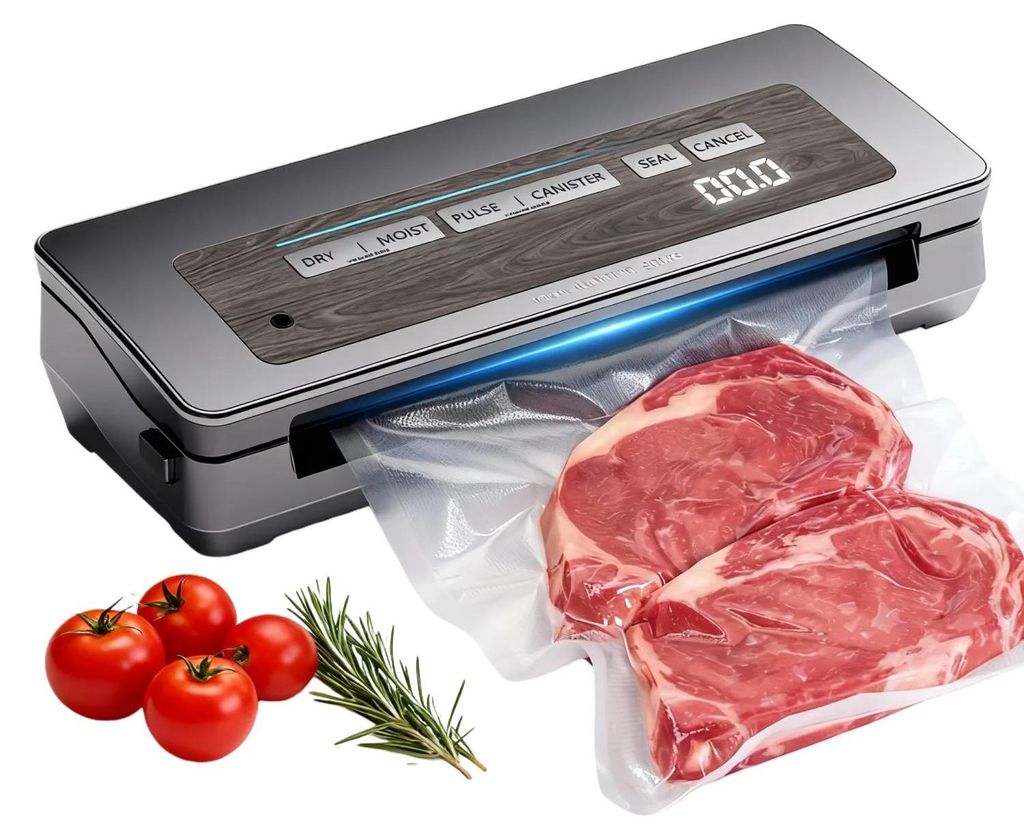 Vakuumierer - Vakuumiergerät - 90 kPa Unterdruck - 100 W Leistung - Integrierter Folienschneider - Breite Schweißnaht - Digitales Countdown-Displ...