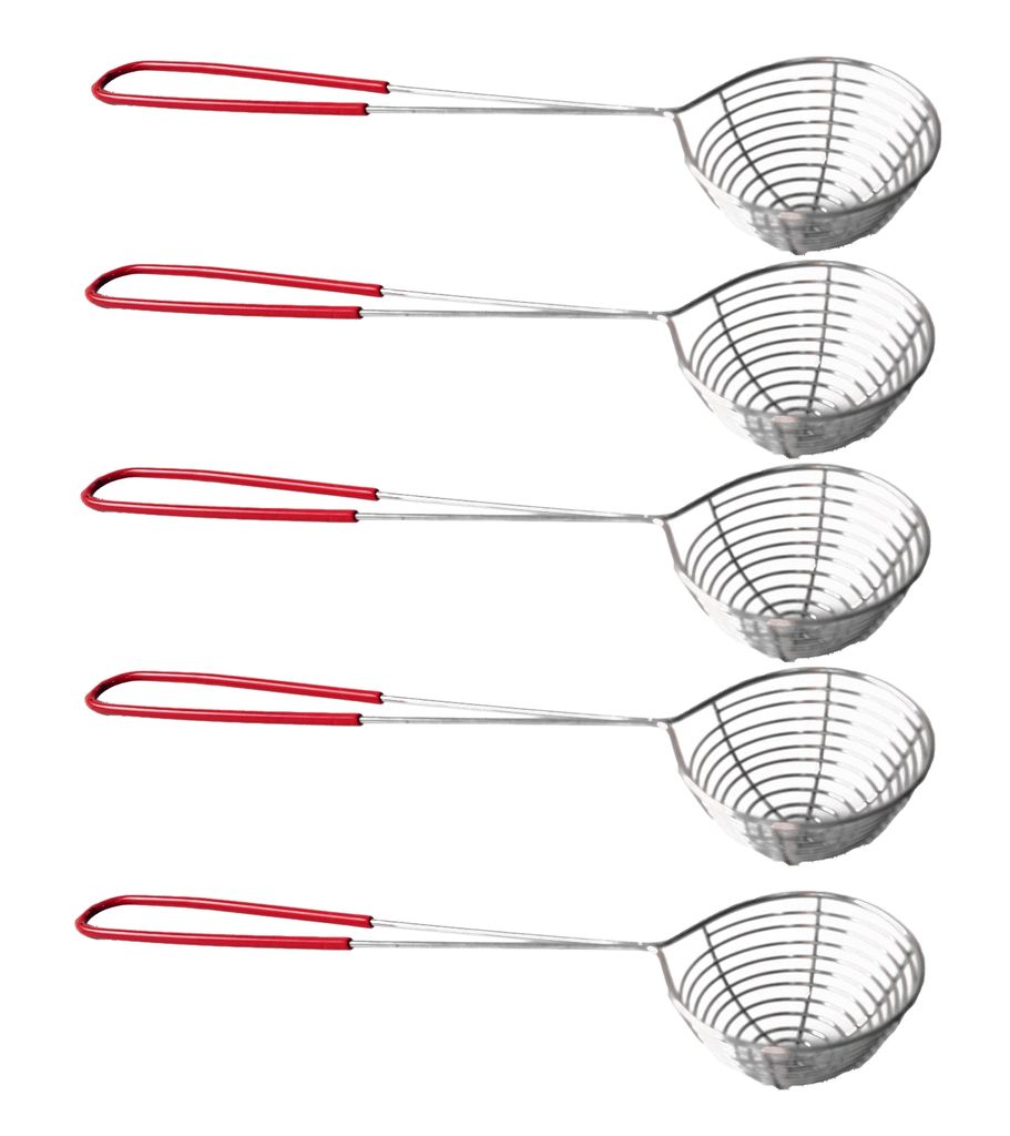 10er Pack Fondue Sieb Edelstahl XXL Ø 7,5cm, L 30cm silber Produktbild 3
