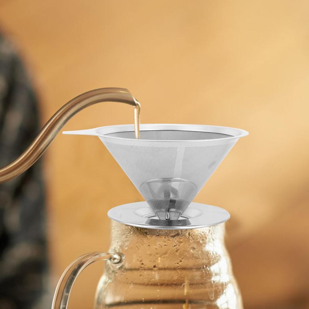 Haushalt Edelstahl Kaffeefilter Wiederverwendbarer Trichter Filter Tropf Kaffee Filtertasse