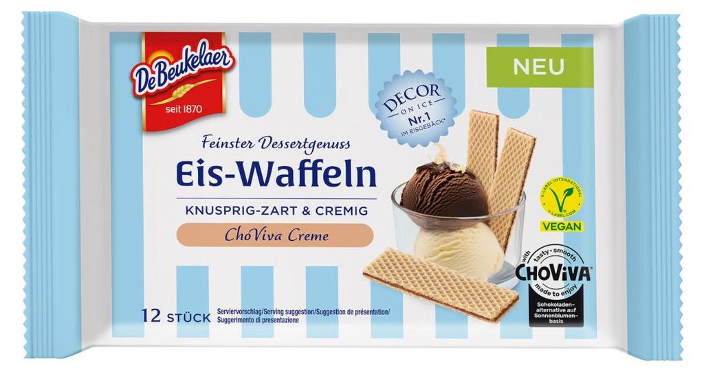 DeBeukelaer Decor on Ice Eis-Waffeln ChoViva Creme 12er Produktbild 