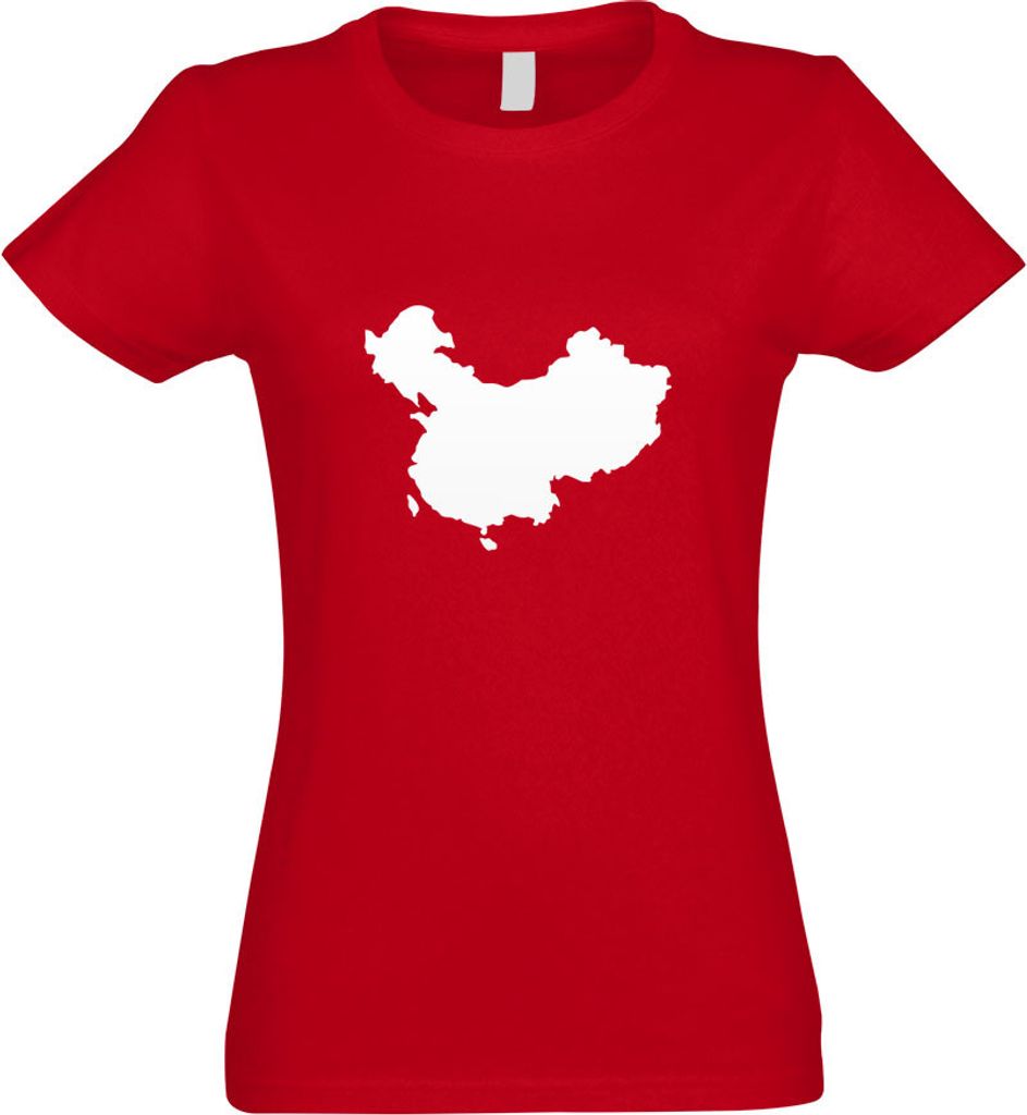 Kiwistar - T-Shirt tailliert - Damen - rot - China - Peking Umriss Kontur - mit Motiv Bedruckt - Funshirt Design - Sport - Freizeit - Damen - XXL