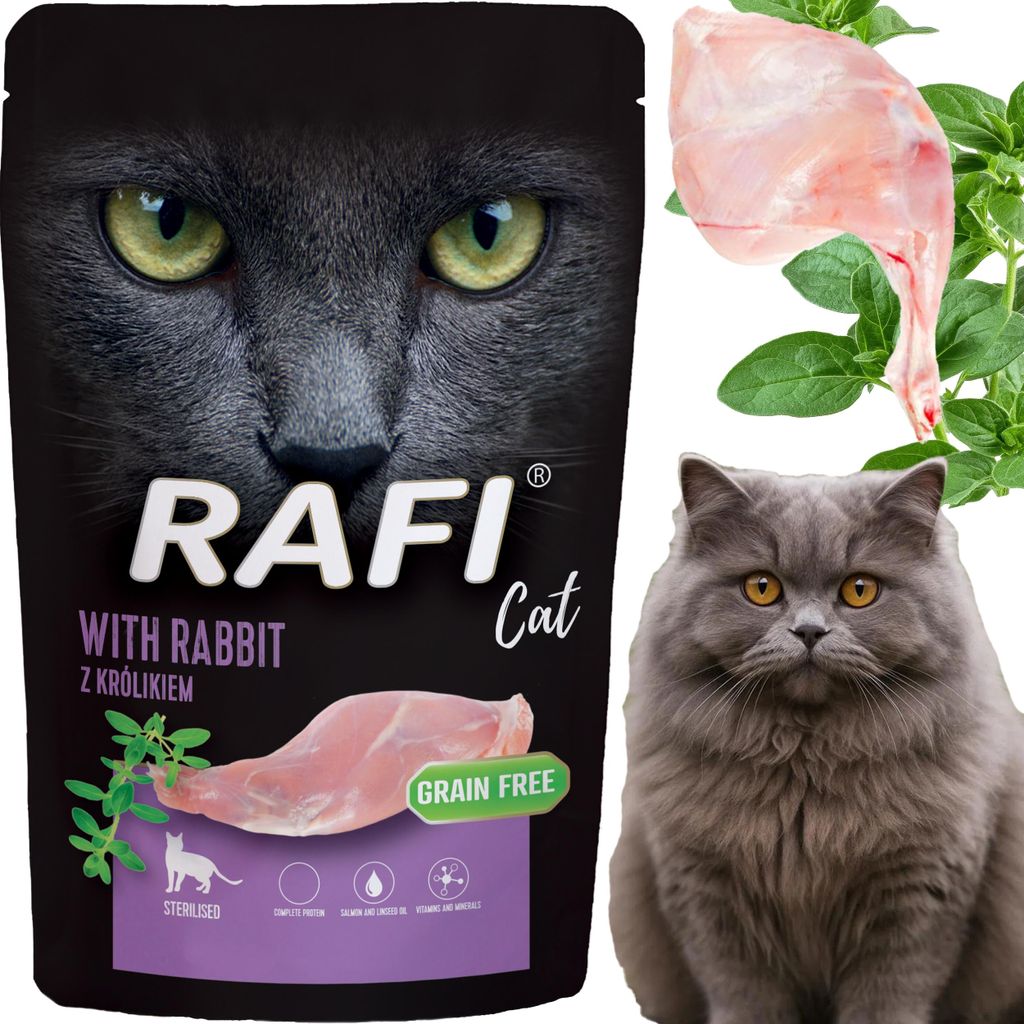 RAFI Nassfutter Pastete für kastrierte Katzen mit Kaninchen Produktbild 